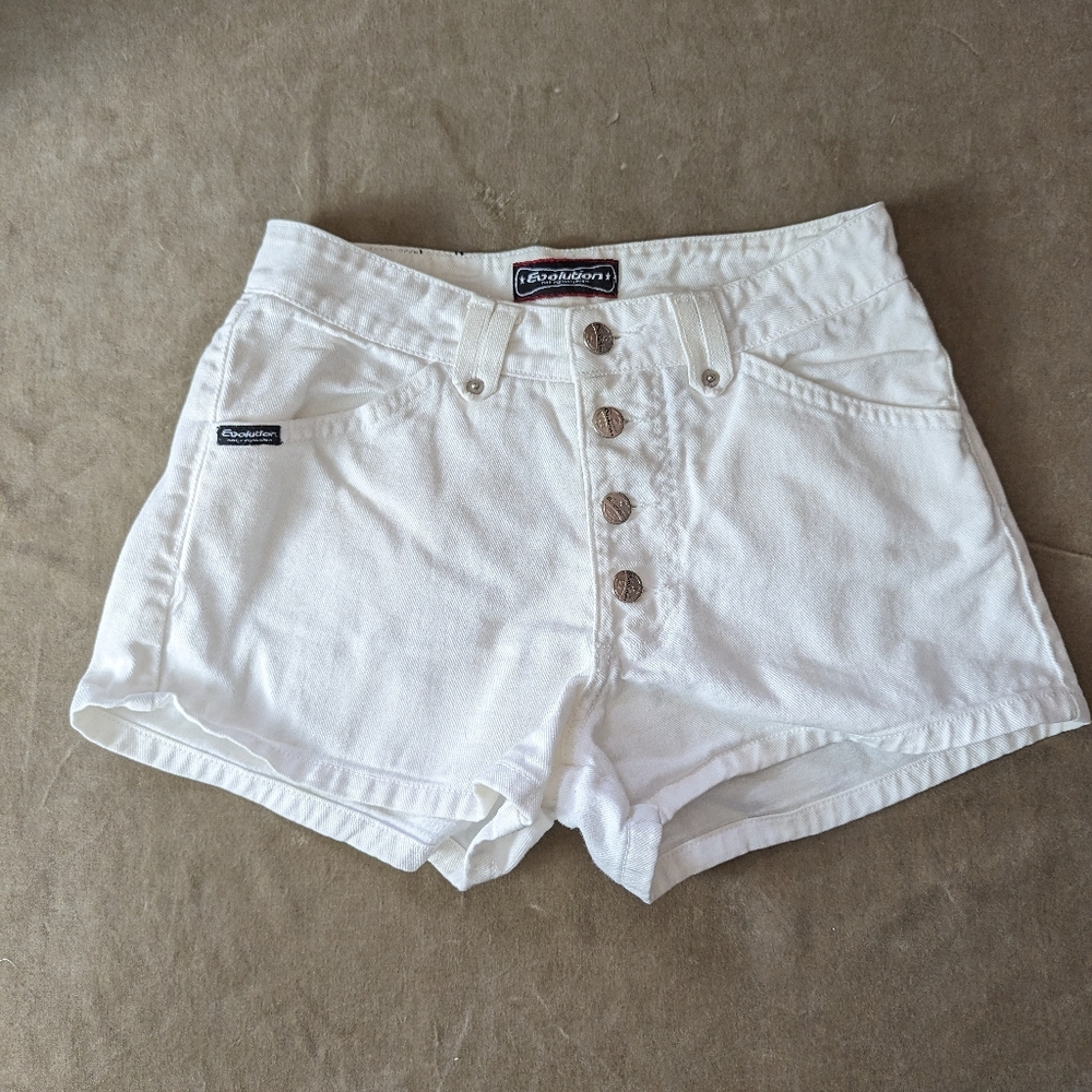 Vintage Evolution White Denim Shorts Juniors Size 3